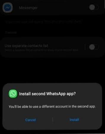 Второе приложение WhatsApp