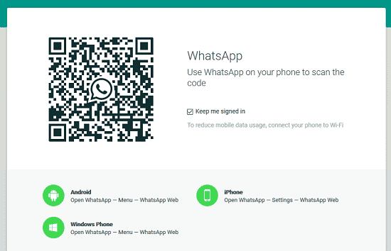 Código de digitalização da Web do WhatsApp