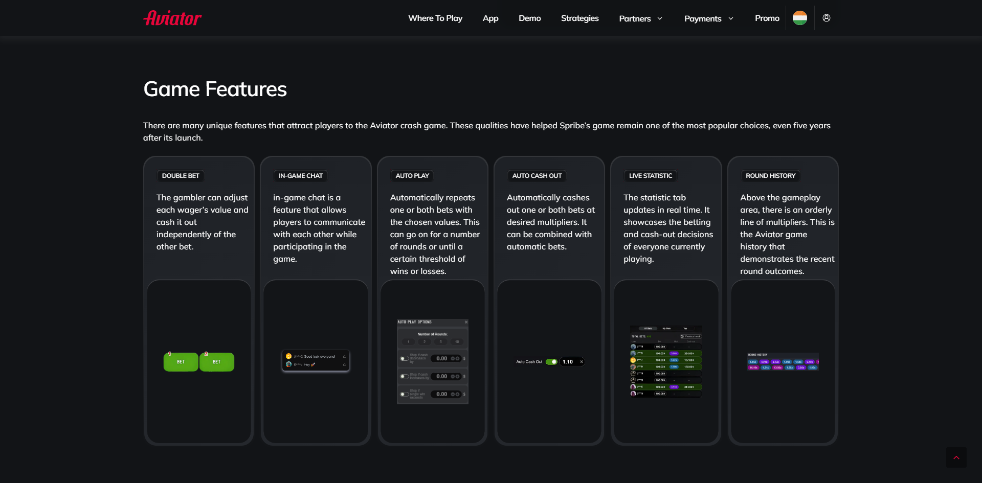 aviator-game.in features